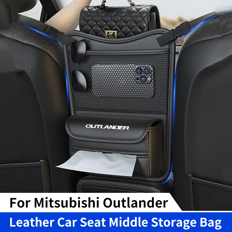 Car Seat Middle Hanger Storage Bag for Mitsubishi Outlander 3 XL 2008 PHEV Car Hanging Organizer Handbag Holder Water Cup Pocket