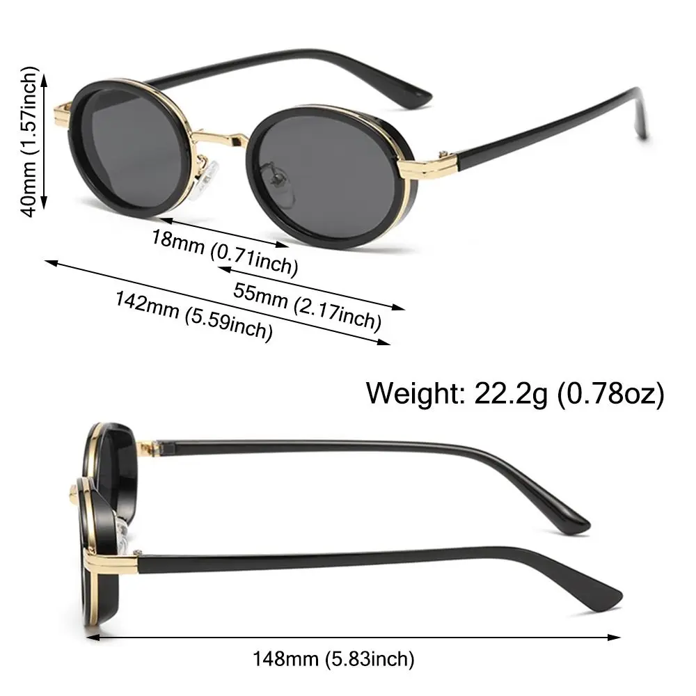 Owalne okulary przeciwsłoneczne Retro dla kobiet moda męska mała ramka okulary przeciwsłoneczne w stylu lat 90. Okulary Hip-Hop Punk na zewnątrz UV400 — zdjęcie 7