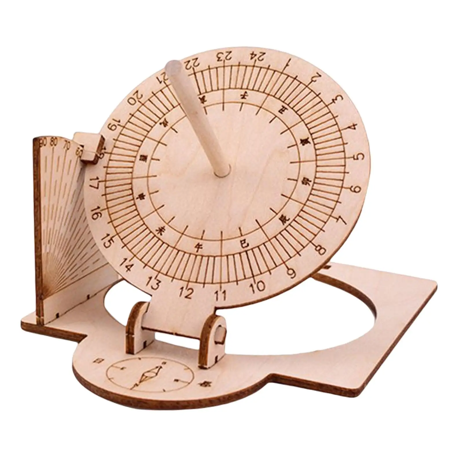 Equatorial Sundial Clock DIY Wooden Scientific Model Teaching Aid Functional