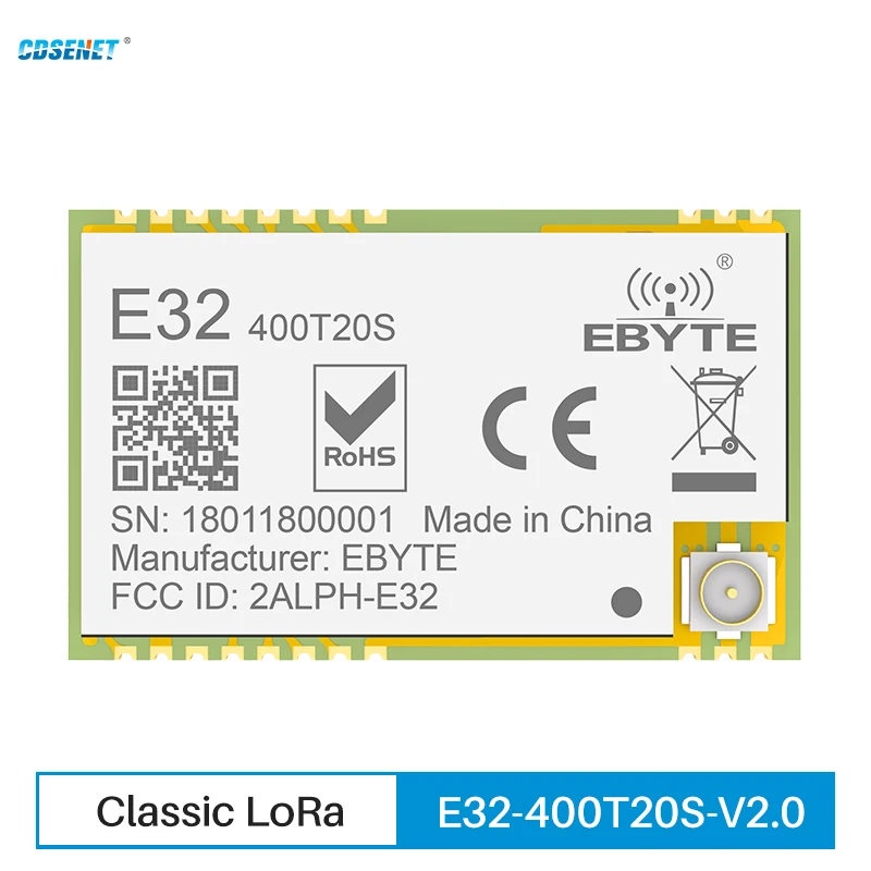 

Модуль передачи данных 433 МГц SX1278 LoRa, CDSENET E32-400T20S 20 дБм, большой диапазон 5 км, с низким энергопотреблением, Watchdog IPEX