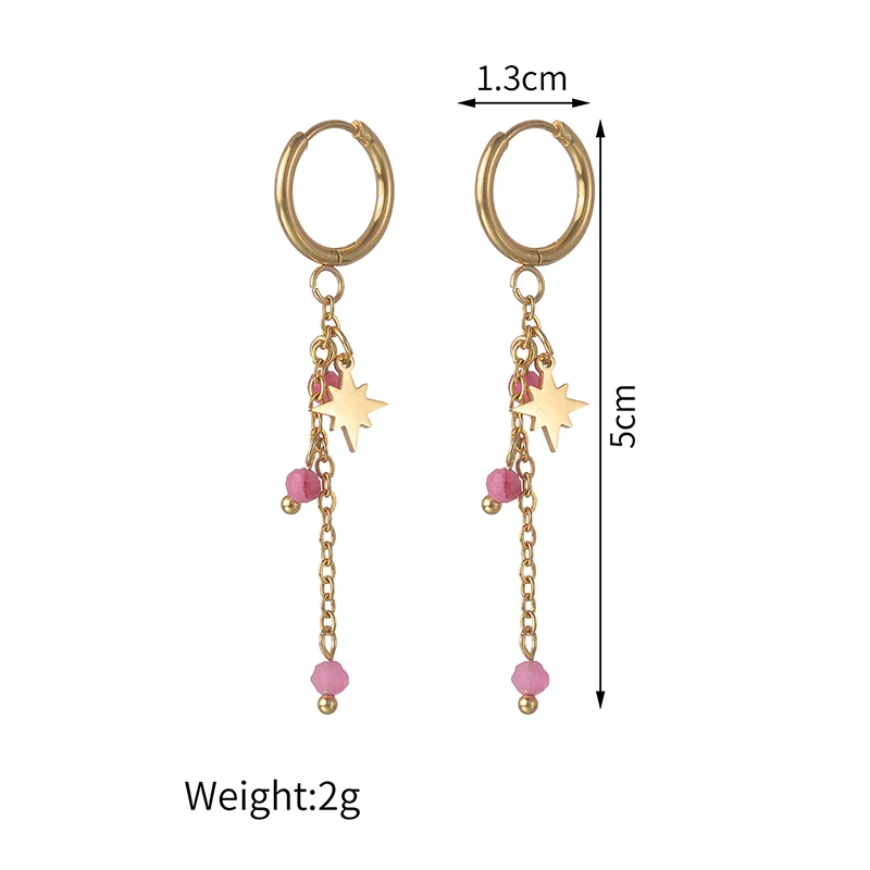 Goxijite Year Round Women's Fashion Earrings Stainless Steel Colorful Bead Star Earring For Lover Birthday Gift Drop Shipping