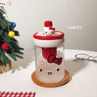 500ml Sanrio HelloKitty High Beauty Straw Water Bottle Cartoon Girl Portable Travel Straw Cup Kids Leak-proof Drinking Jug Gift