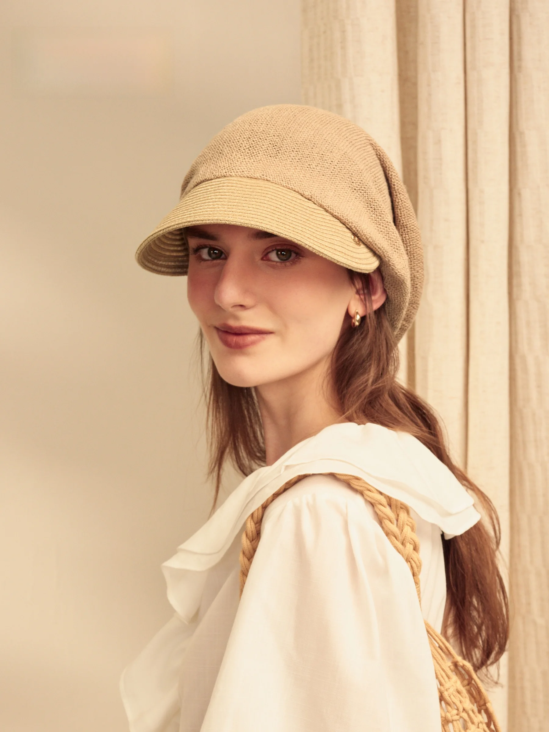 elle-linen-bucket-hat-women's-summer-fashionable-versatile-sun-protection-breathable-face-slimming-casual-beret-cap