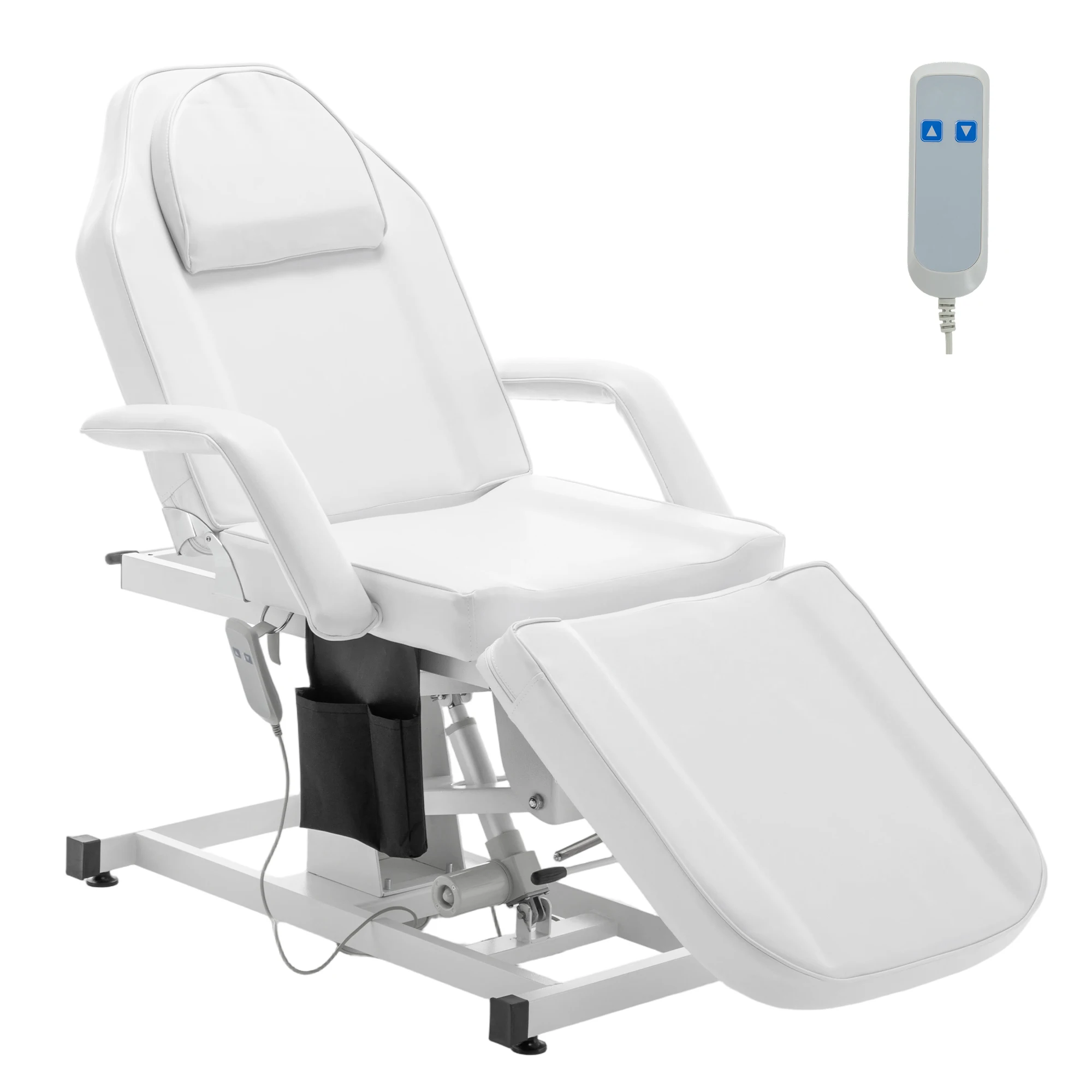 440lbs Heavy Duty Electric Folding Salon Massage Table Remote Adjustable Height PU Leather Bed Tattoo Waxing Spa Medical White