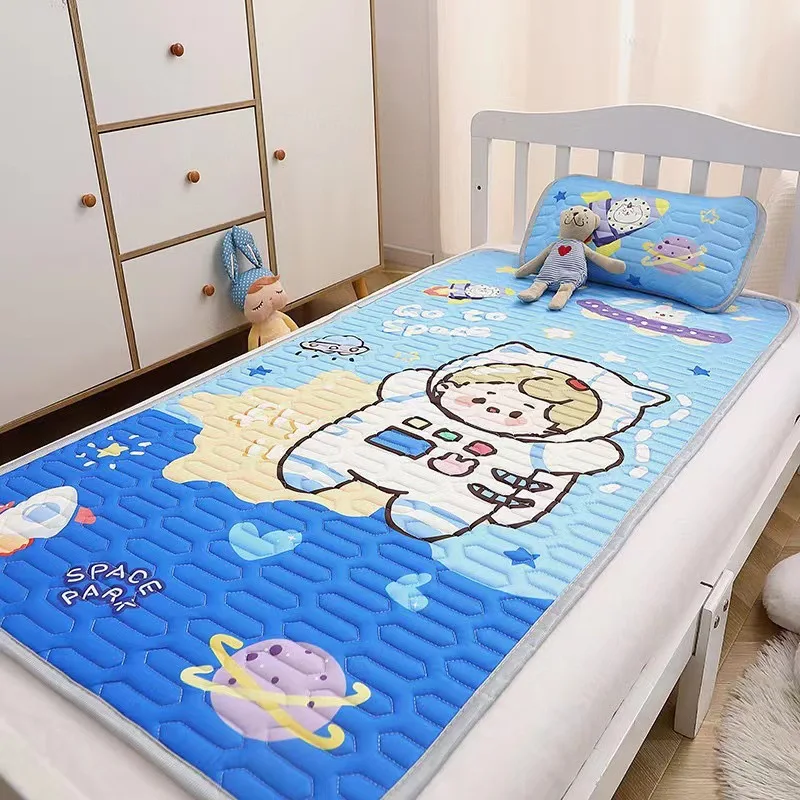 Kit Matras Lateks Bayi TK Selimut Sejuk Musim Panas Sejuk Anak-anak Kartun Matras AC Bantal Lembut