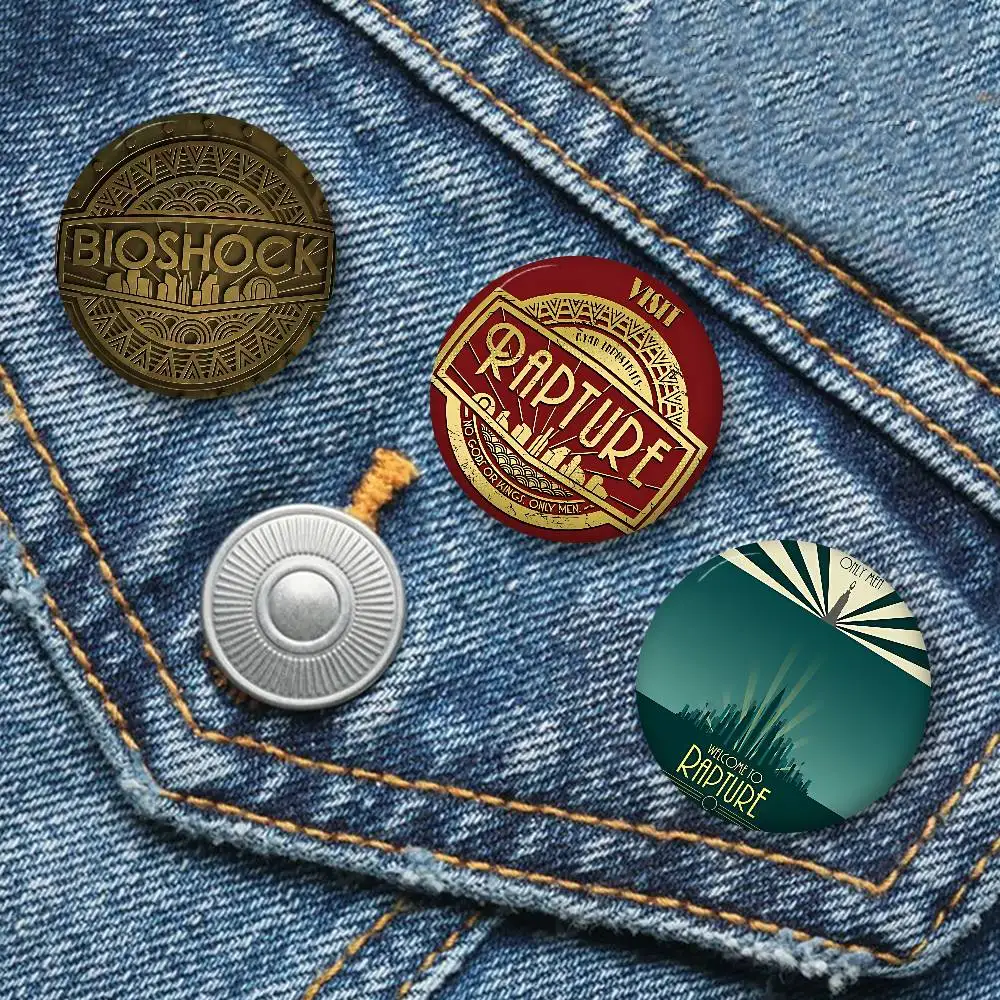 Retro B-Bioshock R-Rapture Game New  Brooches Soft Button Pin Funny Silly Gnarpy on A Skateboard Badge Gamer Collection Gifts