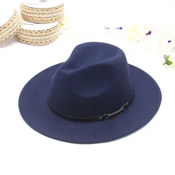 Herr fedorahatt Universell enfärgad fedorahatt för män och kvinnor Jazzhatt med brett brätte i 10 färger för kvinnor Höst- och vinterhatt Brittisk 10 best sales Fedora hat man - №8