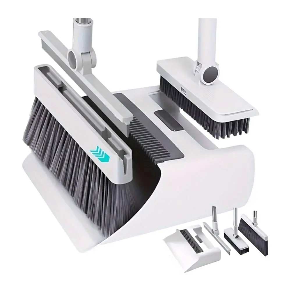 

Combo Set 4-in-1 Folding Broom Set Cleaning Tool Durable Plastic Handle Seamless Fit Cleaning Multi Purpose Tool
