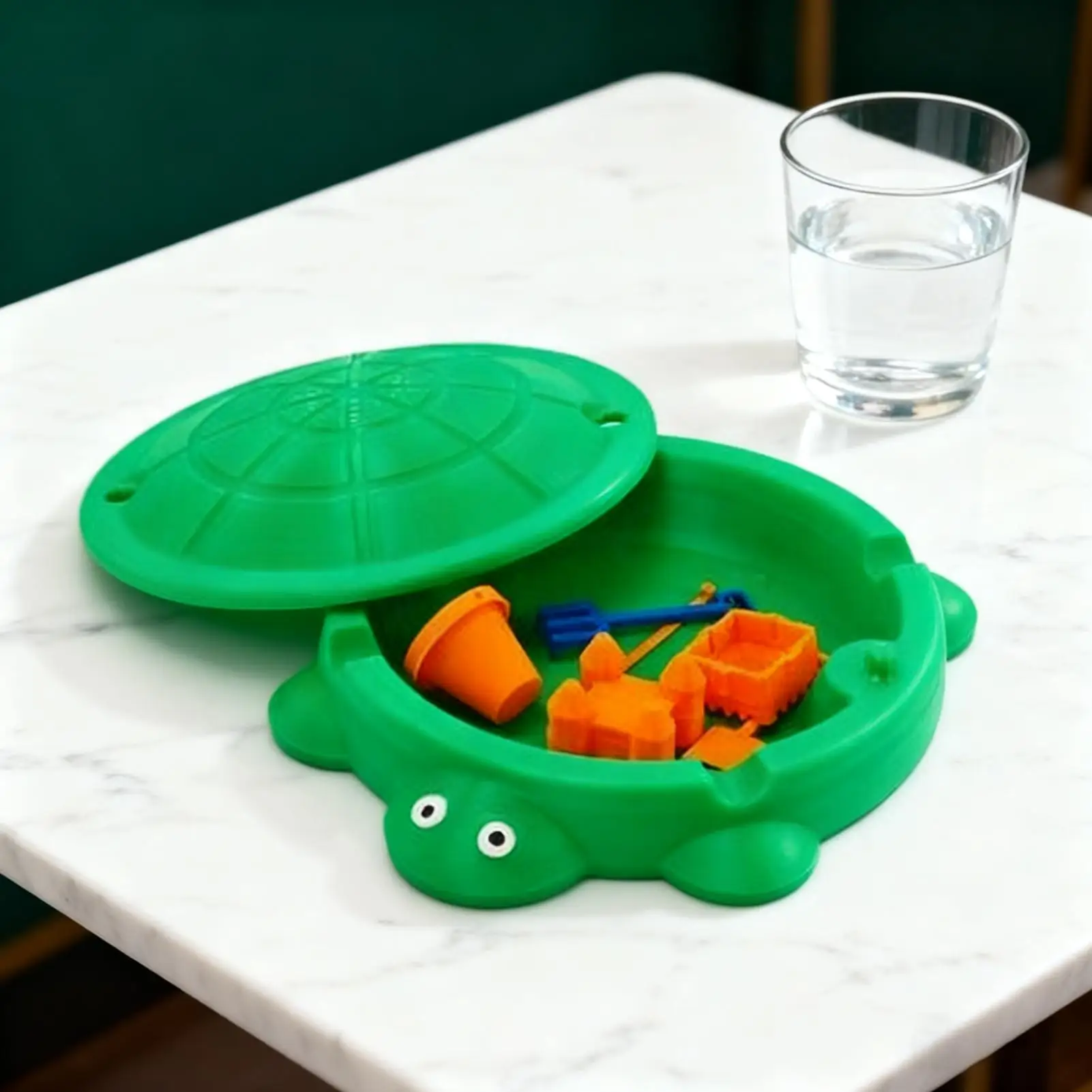 Schildpadzandbak Mini-zandbak met deksel en gereedschap Zintuiglijke speelspeelgoedset voor kinderen Jongens Meisjes Buiten Binnen Tuin Strand Achtertuin