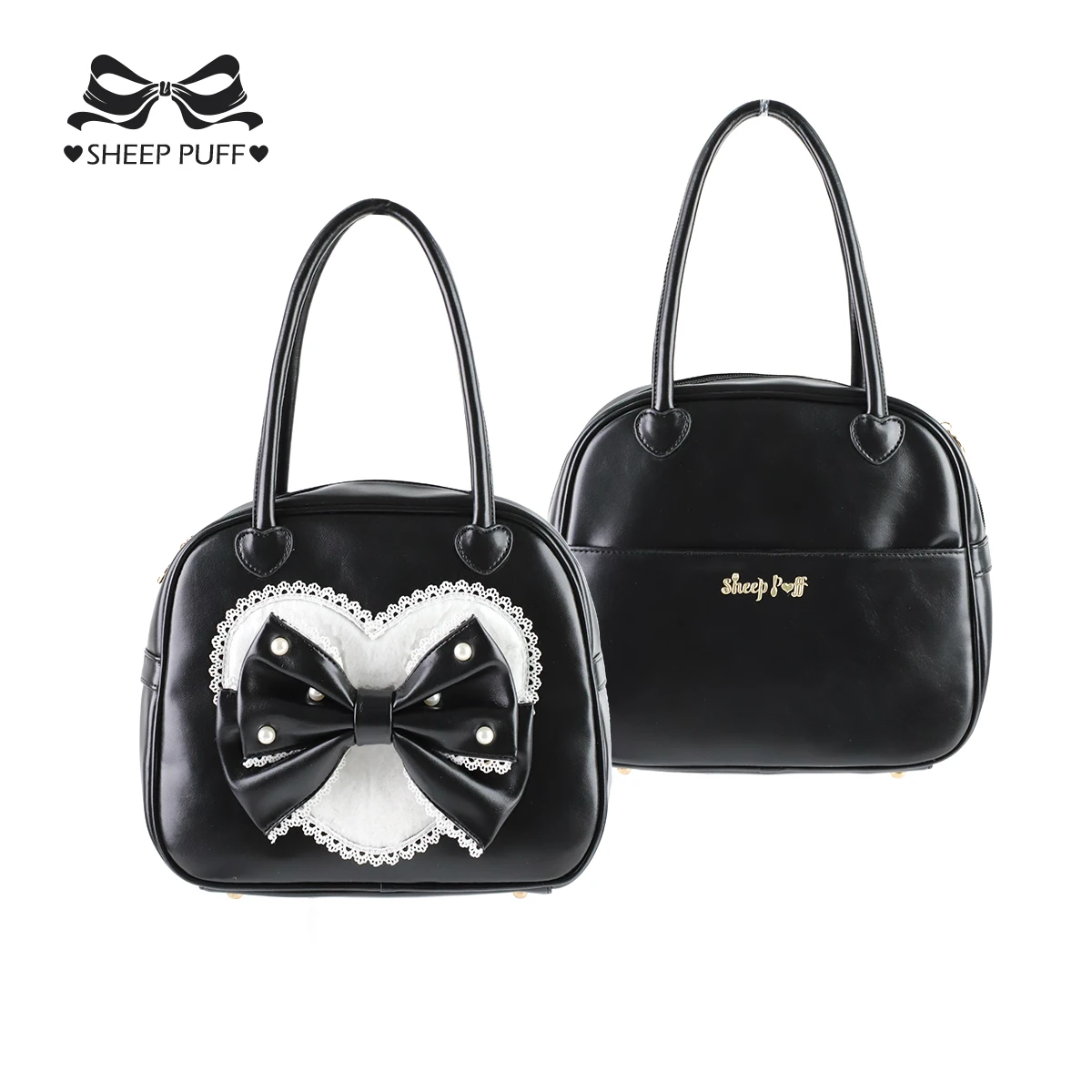 Original Japanese Girls Sweet Lolita Big Bow Handbag Princess Tea Party Lo Makeup Bag Women's Fashion Versatile Casual Bags