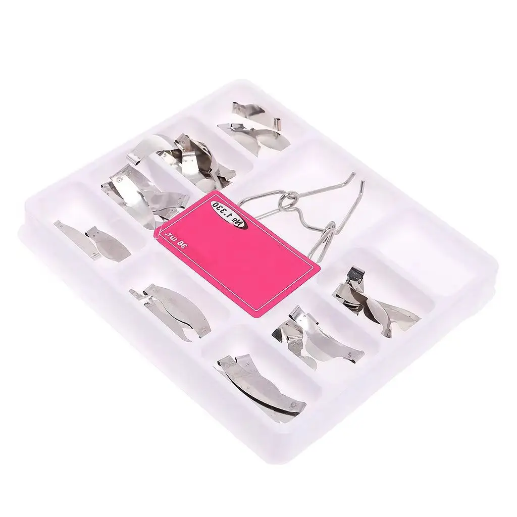 36Pcs Dental Saddle Contoured Metal Matrices Kit with Spring Clip 1330 for Composite Restoration Clinic Supplies