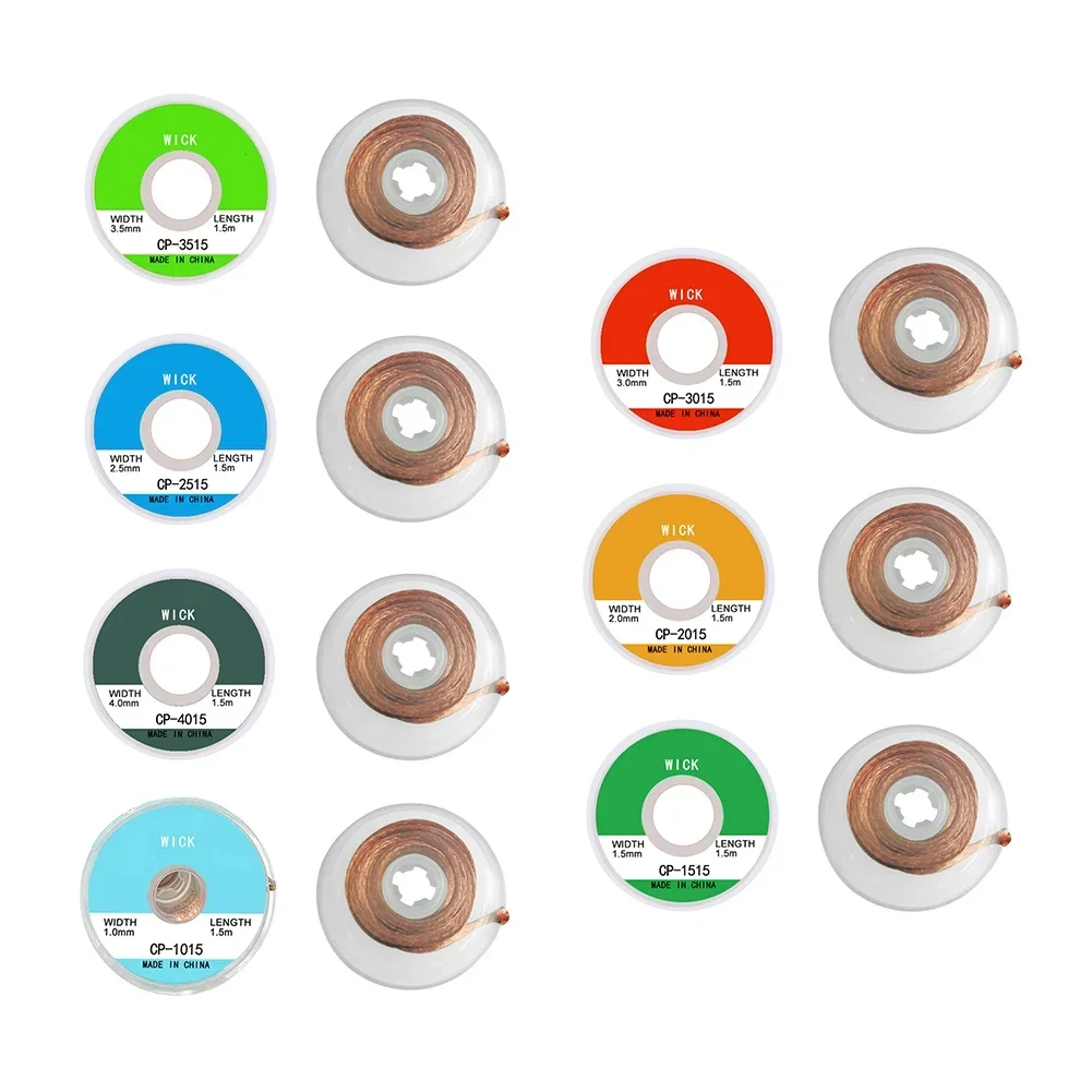Dissolvant de soudure de tresse à dessouder, fils de soudage 1.5m, 1.0mm-4.0mm, outil de réparation de fil Wi-ck, 18 à souder, 1PC