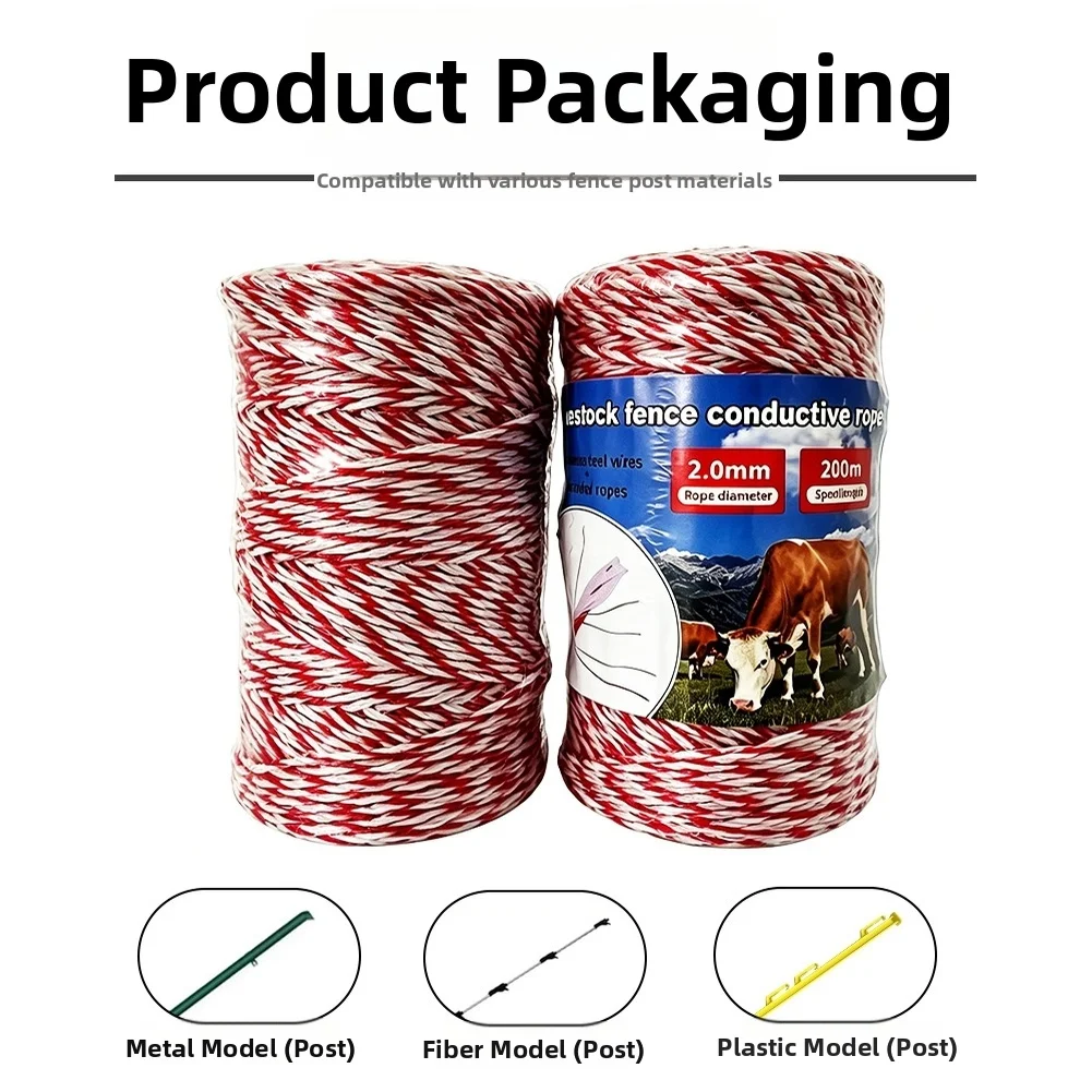 6-Strand Stainless Steel Electric Fence For Polywire 500M for Outdoor Applications Including Field Boundaries and Enclosures