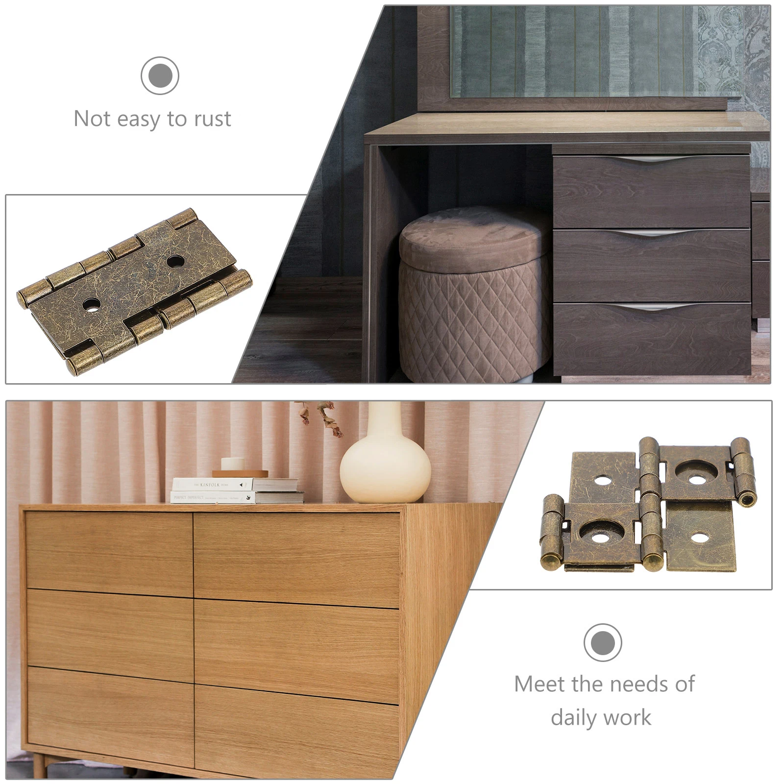 

10Pcs Folding Screen Hinges Smooth Surface Durable Design Classic Color for Home Decor Double Acting Hinge Gate Hinges