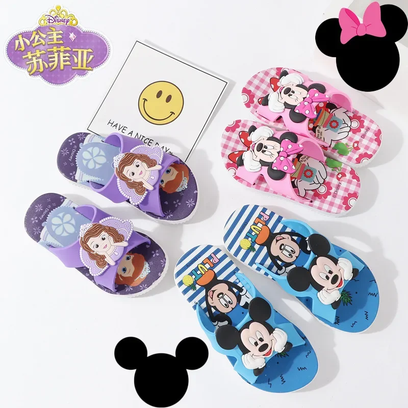 Summer Baby Girl Slipper Kids Boy Cartoon Mickey Minnie Mouse Sofia Print Children Toddler Non-slip Beach Home Bath Indoor Shoes