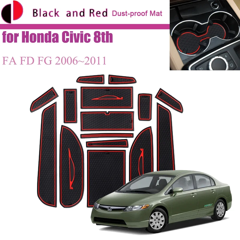 

Rubber Mat Door Groove Cup Coaster for Honda Civic FA FD FG Acura CSX 8th 2006~2010 Gate Slot Interior Dust-proof Sticker Auto