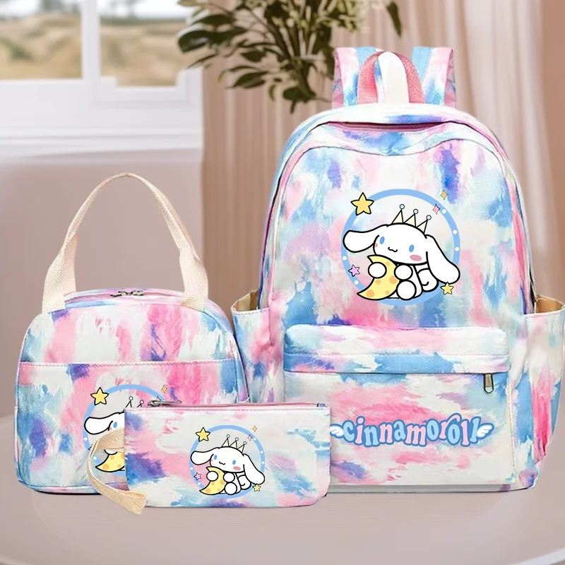 

3Pcs Cinnamoroll Backpack Set Lunch Bag And Pencil Case Lightweight Large Capacity Cartoon Back-to-school Outdoor Travel Gift