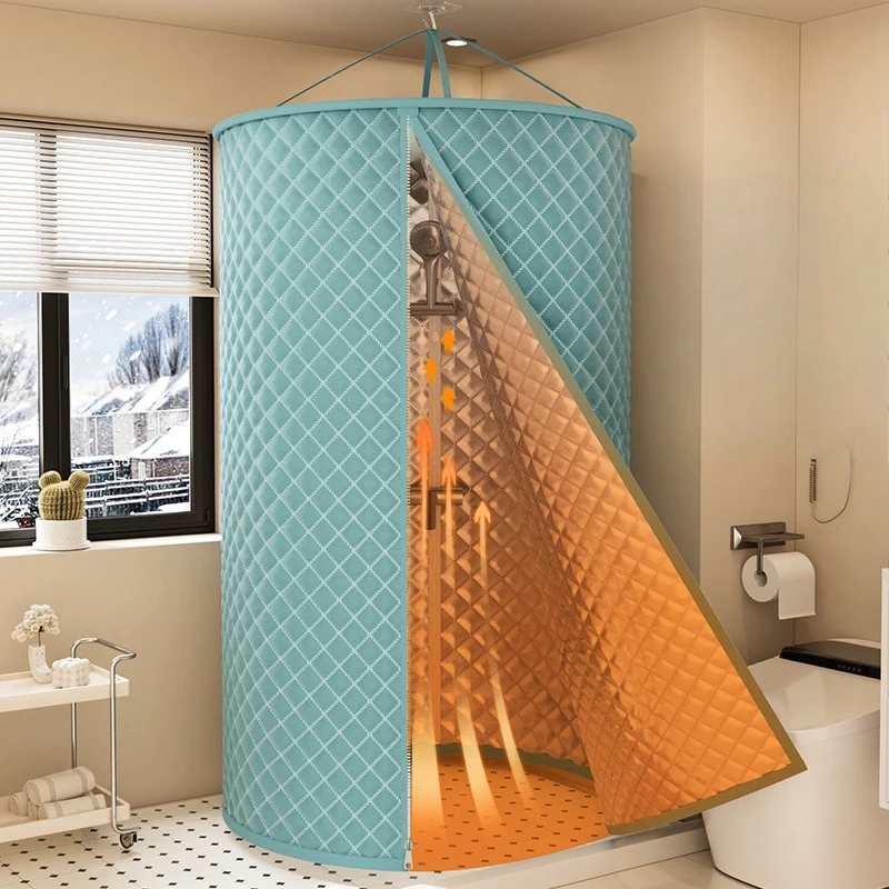 

Round bath cover, bath net, household bathroom, thickened in winter to keep warm, and not cold in winter. Artifact shower curtai