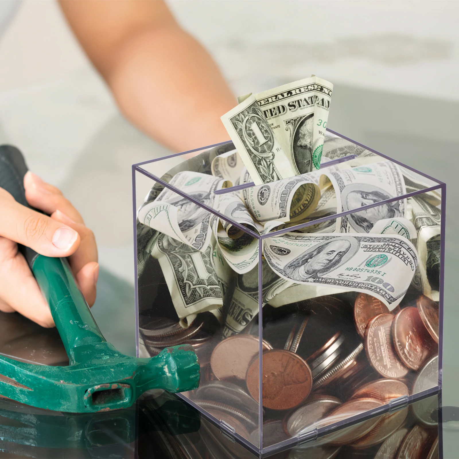 

Transparent Piggy Bank Home Accessories Money Saving Container for Cash Adults Acrylic Clear Card Box Savings Jar Man