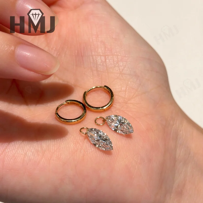 Ohrringe mit im Labor gezüchteten Diamanten, 2 Karat, Marquise-Schliff, DEF, VS, 10 Karat Gold, schlicht, für Geburtstag, Jahrestag, Party, Premium-Schmuck, Geschenke, Charms – Detail 5