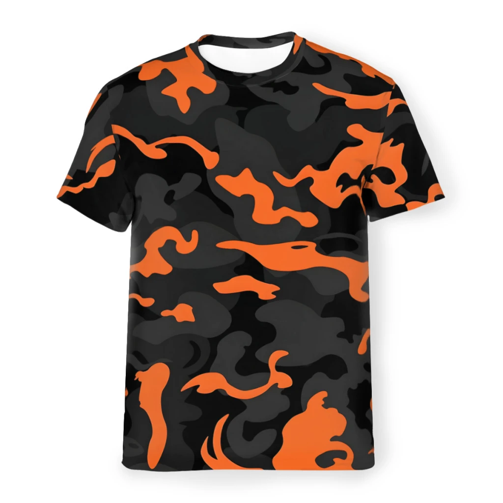 Styl Camo - Czarne pomarańczowe koszulki poliestrowe Męskie graficzne Streetwear Cienka koszulka z dekoltem w kształcie litery O