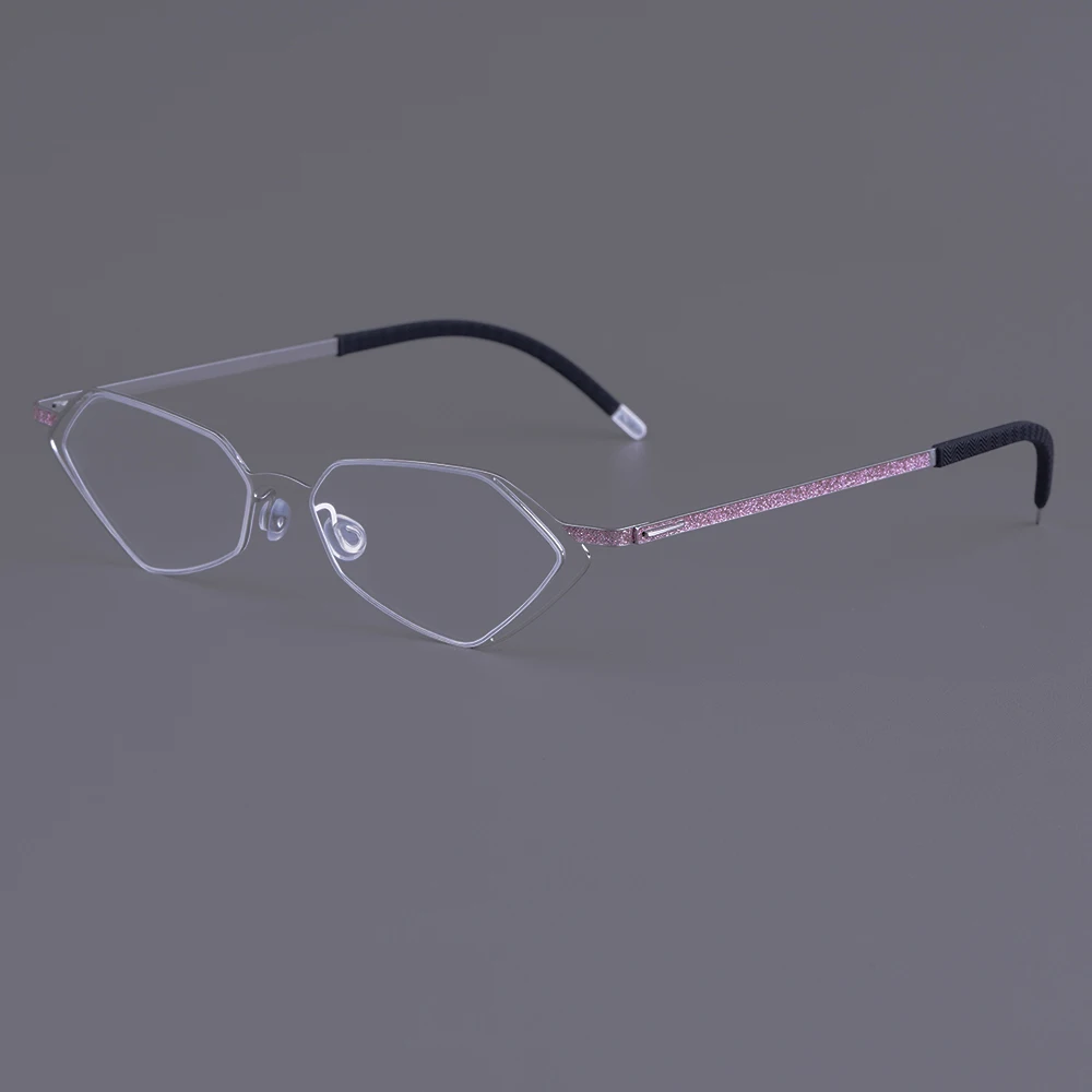 V339 Fashion Polygon Women Glasses Frame Light Weight Thin Rim Titanium Eyeglasses Retro Eyeglasses Spectacle New