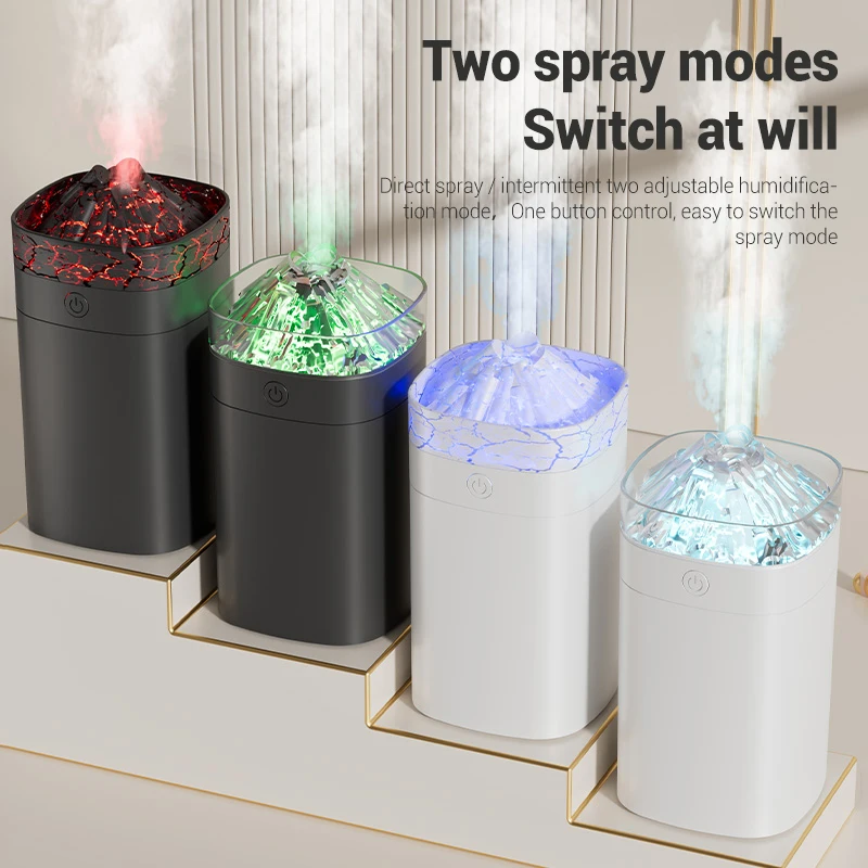 جديد 400 مللي مرطب هواء صغير رائع H2O محمول بالموجات فوق الصوتية بركان الهواء المرطب مع LED ضوء الليل ناشر رائحة المنزلية