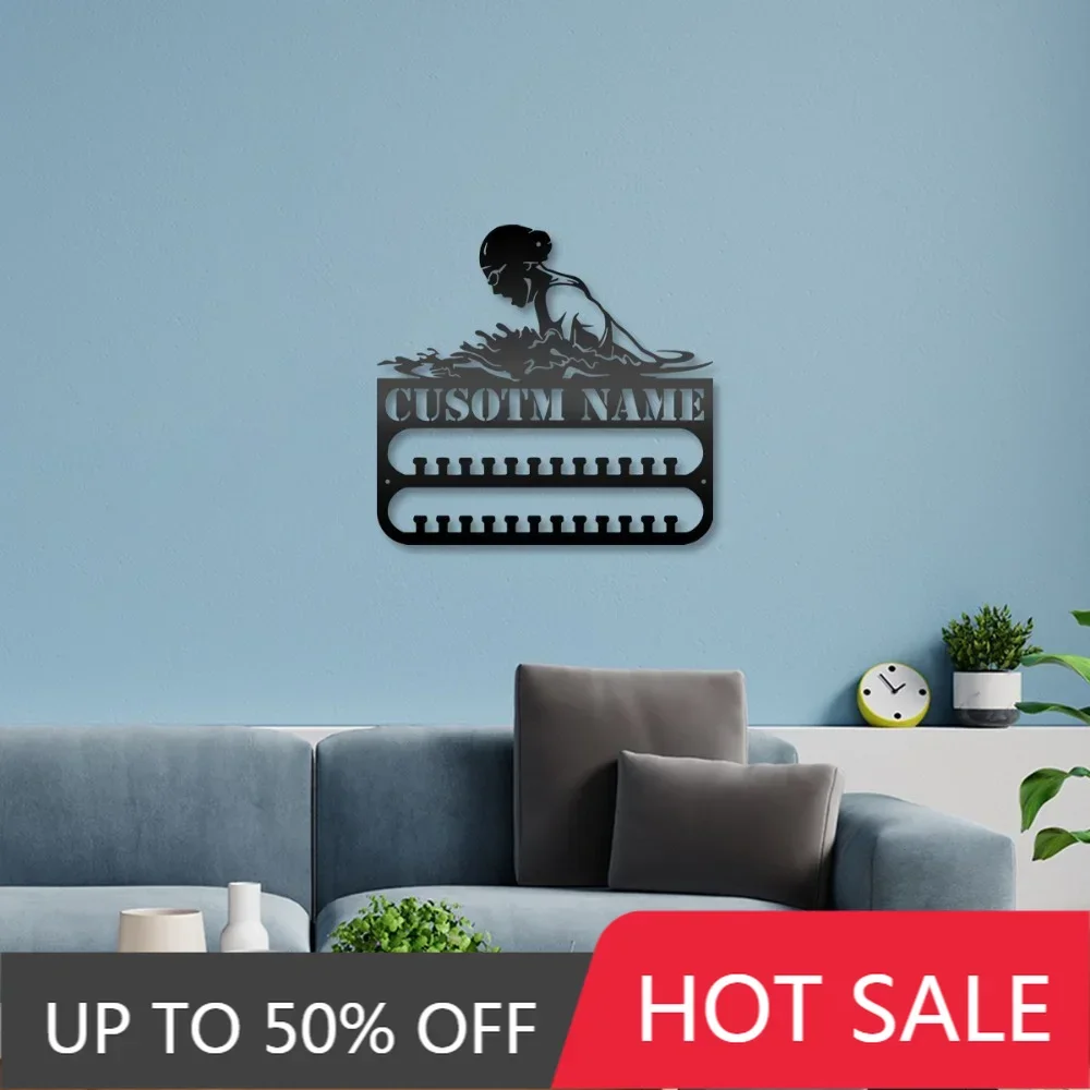 

Iron Art Decorative Painting Unique 1 Piece Custom Iron Swimming Medal Organizer Wall - Mounted Trophy Shelf for Athletic and Xm