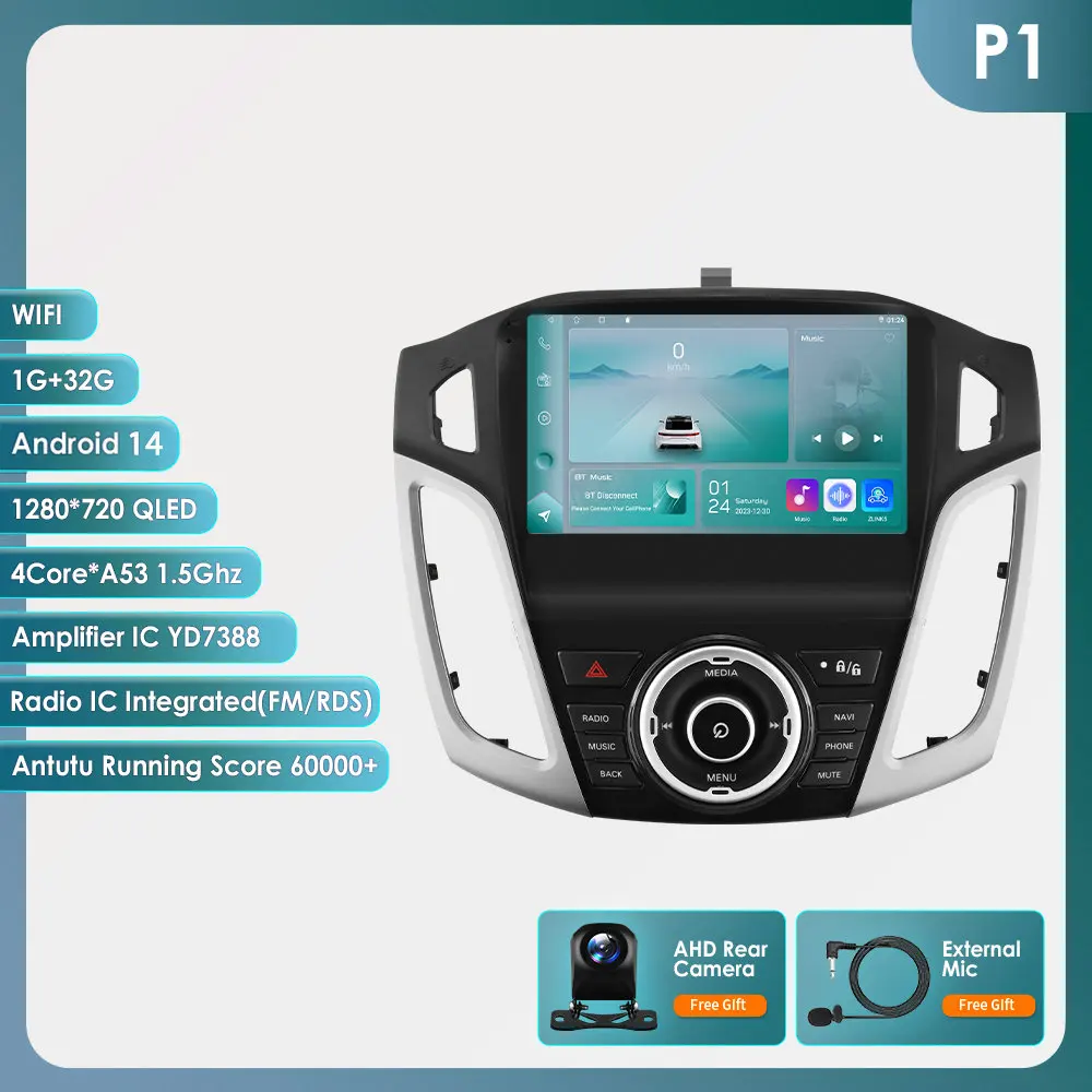 9 Inch Auto Android 14 GPS-navigatie Speler voor Ford Focus 3 Mk 3 2011 2012 2013-2015 Auto Multimedia Radio Video 2Din Head Unit