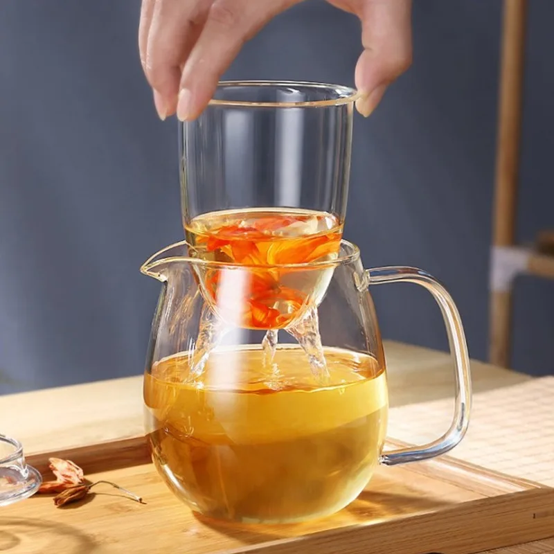 Clear Glass Teapot For Stove Household Teaware Heat Resistant High Temperature Explosion Proof Tea Infuser Coffeemaker Milk Mug