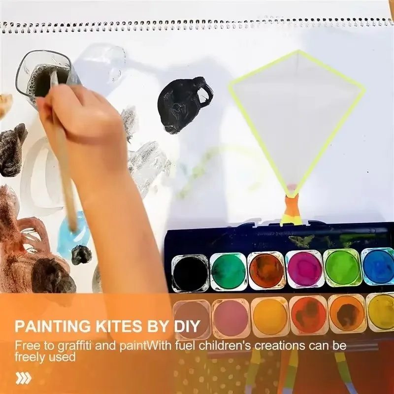 3-delige doe-het-zelf-vliegerset - gemakkelijk te vliegen witte vliegers met draaibare lijn, perfect voor buitenactiviteiten voor kinderen op parken, stranden, graslanden