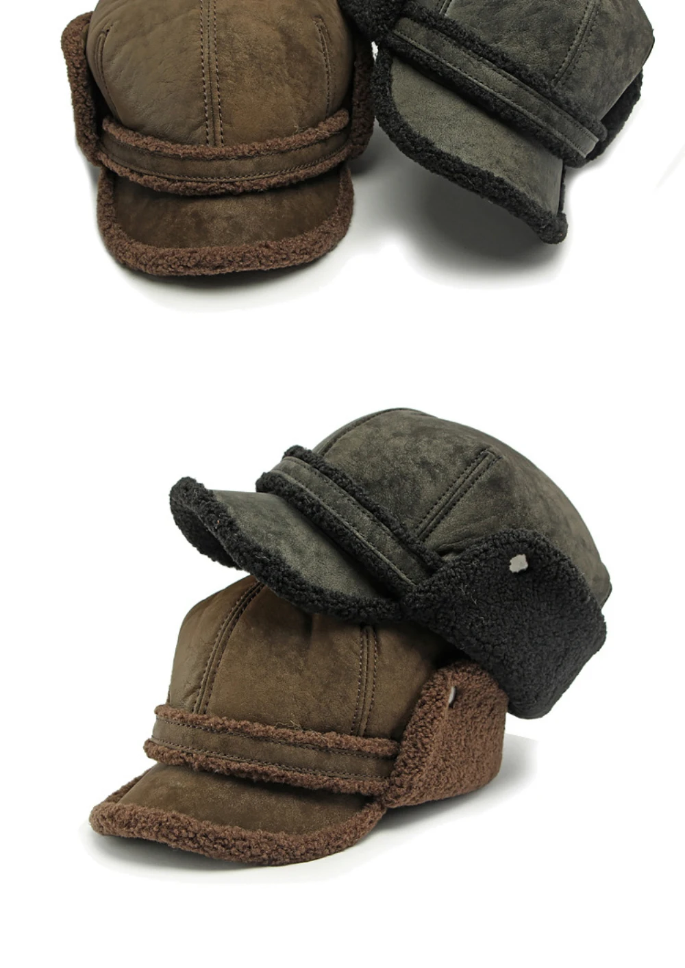 HT4544 Hohe Qualität Männer Frauen Winter Baseball Kappe Berber Fleece Wildleder Baseball Hüte Dicke Warme Snapback Kappe Papa Hut Earflap Caps – Detail 3