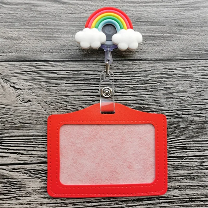 New Design 1 Piece Top Quality Retractable Nurse Badge Reel with ID Card Case Fashion Rainbow Sunflowers Students ID Case Holder