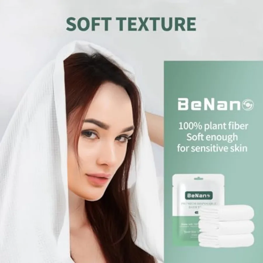 Premium Disposable Towel, 100% USDA Biobased 55 in x 27.5 in Large Bath Towel Travel Towel Washcloth Reusable for Hotel Camping - view 5