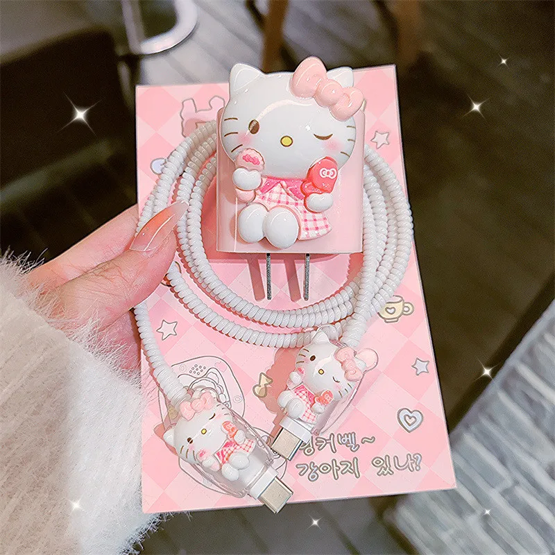 Cute Cartoon Charger Spring Cable Winder Charger Protection for Apple 20w Data Cable Charging Decoration Accessories