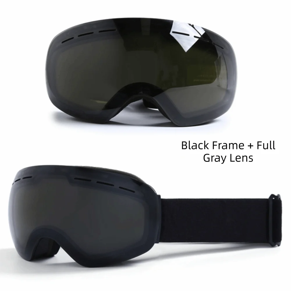 Unisex Windproof Clip-On Ski Goggles Big Ski Mask Anti-Fog Magnetic Clip-On Goggles Double Layers Snow Goggles Snowboarding