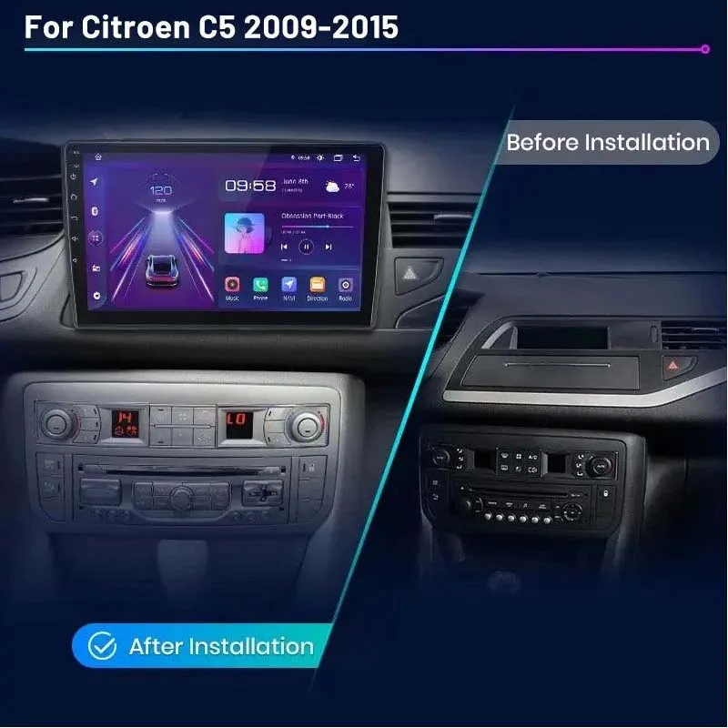 Autoradio Car Radio For Citroen C5 2009-2015 Multimedia Automotive Carplay Android Auto Bluetooth Car Stereo Subwoofer Video Car