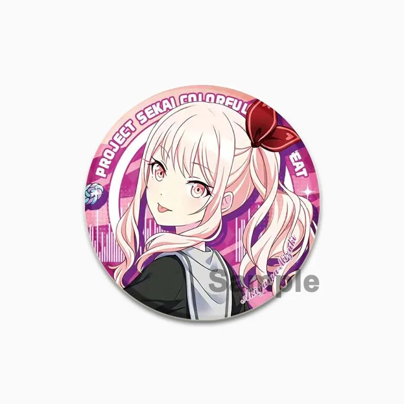 44/58mm Otori Emu Megurine Luka Kamishiro Rui Kusanagi Nene Badge Cartoon Cosplay Brooches for Backpack Clothes Hat Accessories