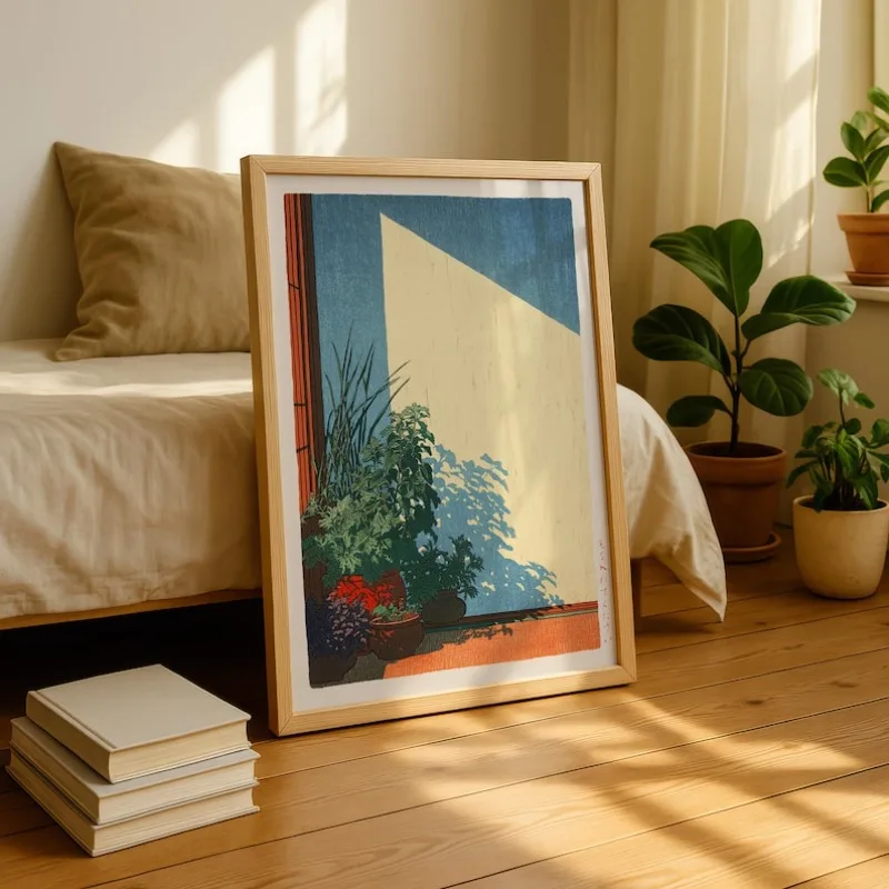 1 Stück Retro Japanischer Botanischer Leinwand-Wandkunstdruck, Rahmenloses Minimalistisches Natur-Leinwandposter für Wohnzimmer- und Schlafzimmerdekoration
