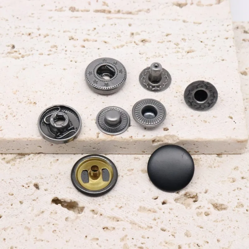 484 نمط الربيع أزرار إطباقية مجموعة مشابك الضغط المعدنية للخياطة والجلود والسترات والحقائب والحرف اليدوية ومشاريع DIY-15mm