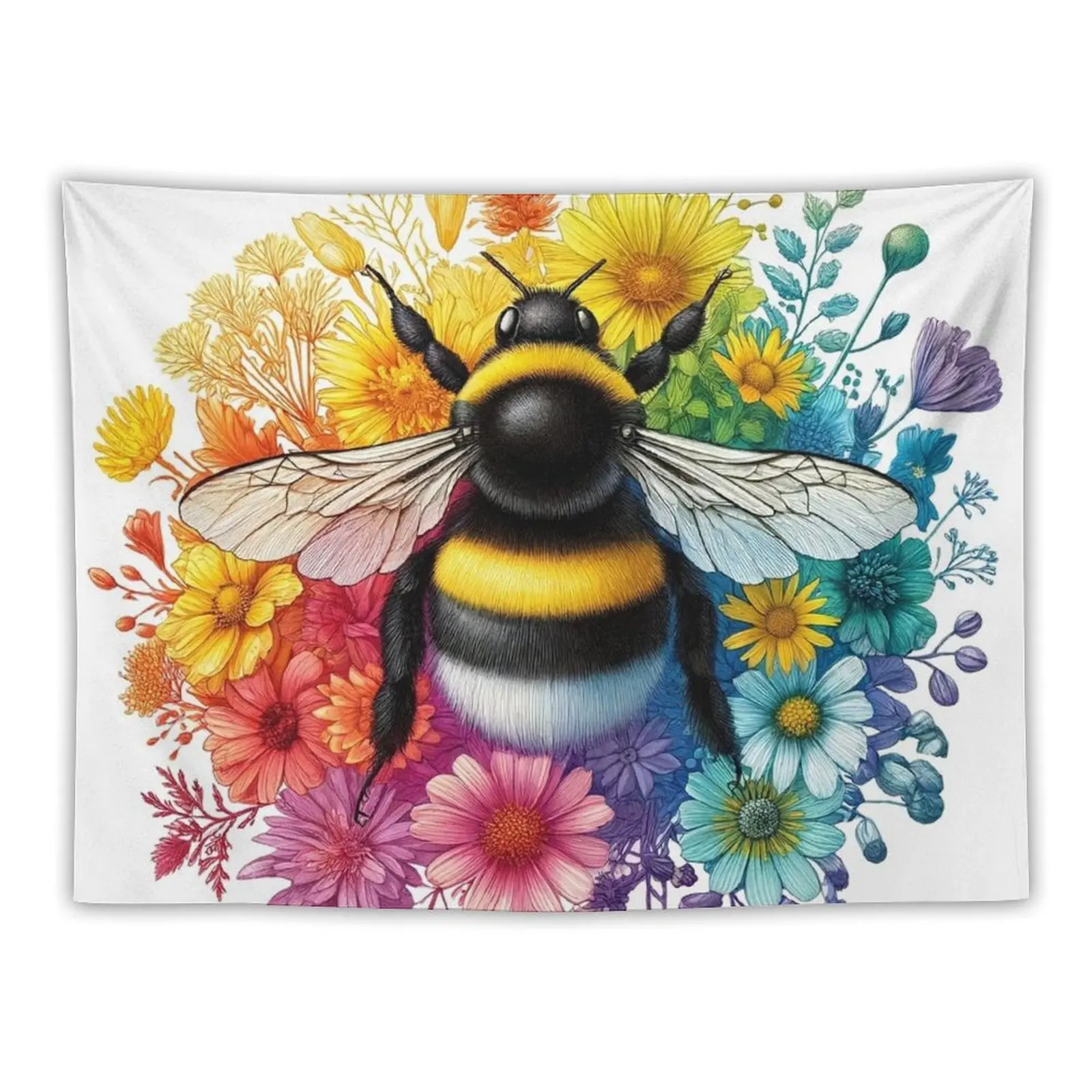 

Bumblebee Pastel Rainbow Flowers Tapestry Decor For Room Home Decorating Carpet Wall Tapestry