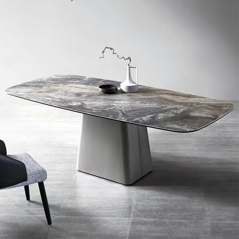 Marble slate dining table feet, stainless steel bracket slate