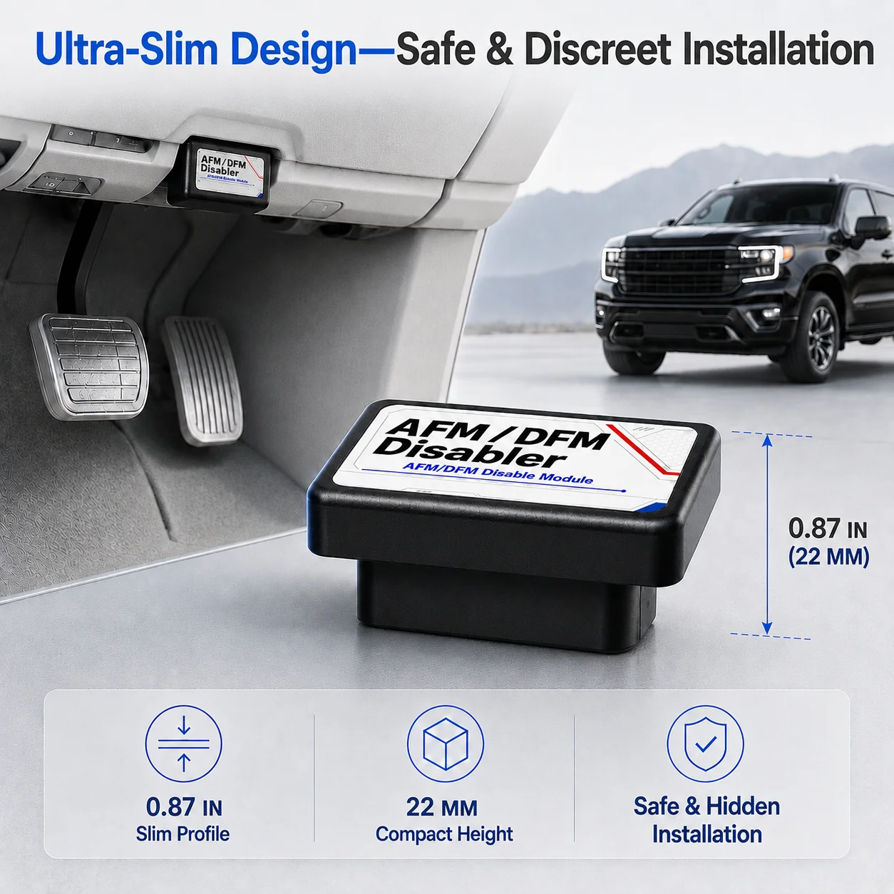 AFM DFM Disabler Active Fuel Management Delete Module V6 For chevy 2019-2022 Silverado 1500 8-Speed Trucks Fits 3.6L/4.3L/6.0L