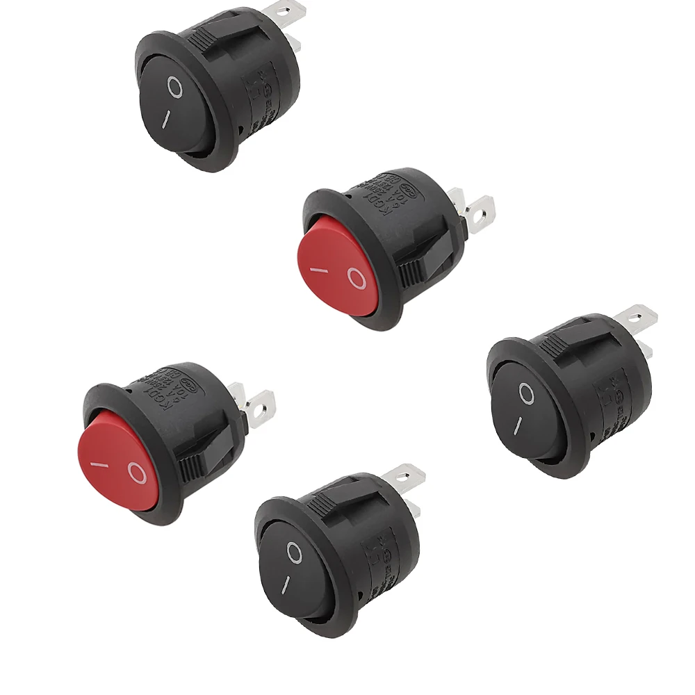 5Pcs KCD1-105 Round Rocker Switch 20mm Diameter KCD1-105 AC 250V/6A 125V/10A Boat Rocker Power Push Button Switch