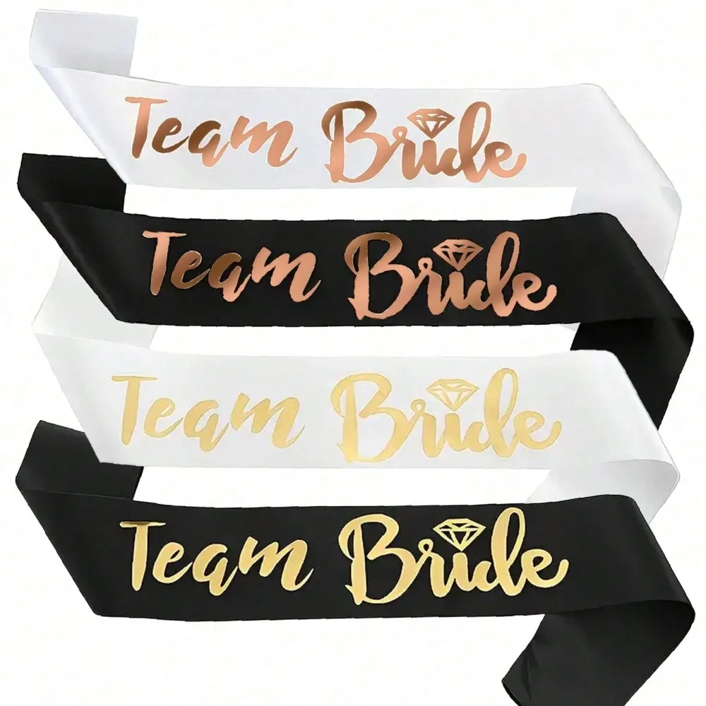 1pc Rose Gold Foil Letter Satin Sash, Wedding Engagement Bachelorette Party Decor, All-season Bridesmaid Gift