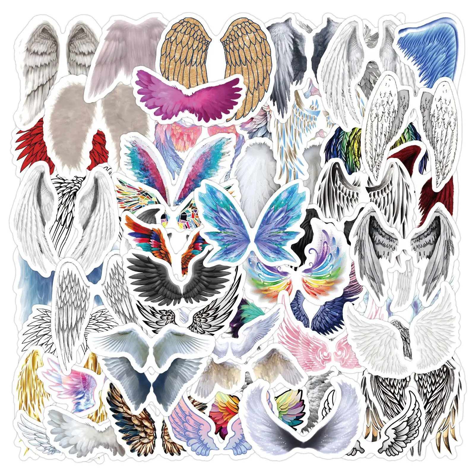 

60 шт. наклеек с граффити в виде крыльев ангела, декоративные водонепроницаемые наклейки для багажа, холодильников, стаканов для воды, компьютеров