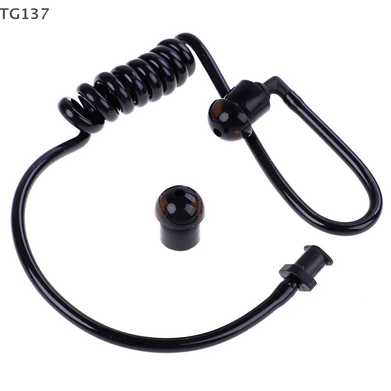 Black Replacement Coil Acoustic Air Tube Earplug For Radio Earpiece Headset