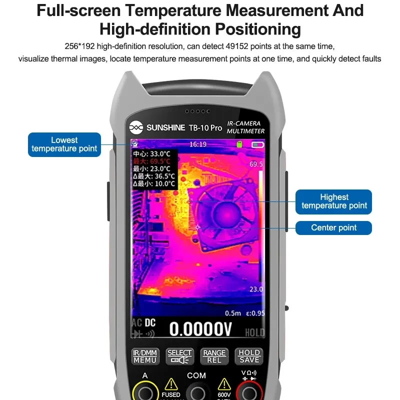 SUNSHINE TB-10 Pro Infrared Thermal Imaging Multimeter 256*192 HD Resolution,Multi-language Settings Repair Tools