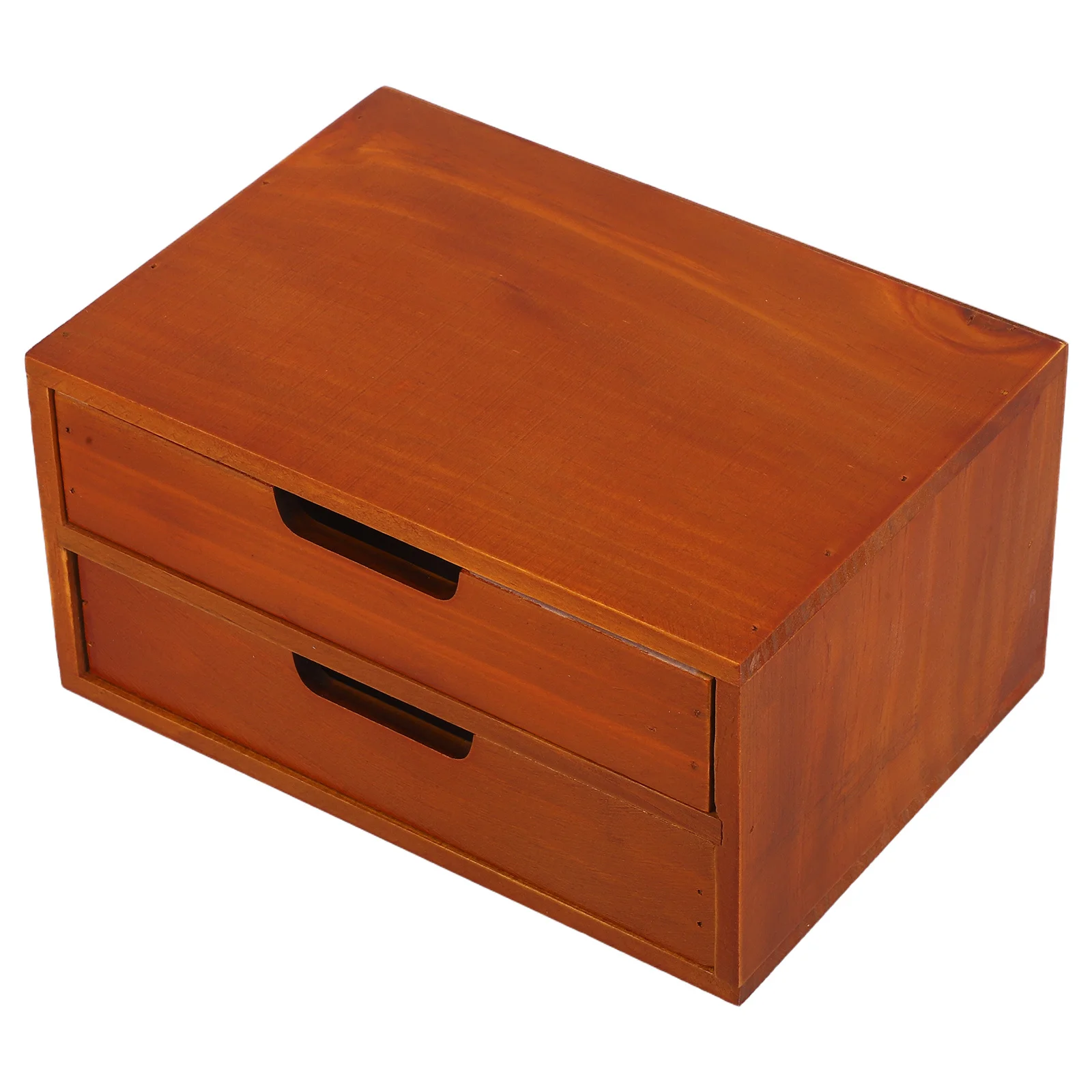 خزانة تخزين خشبية لسطح المكتب، منظم بدرجين للمنزل والمكتب والحرف اليدوية، وحدة تخزين لدرج المكتب بتصميم ريفي عتيق #6