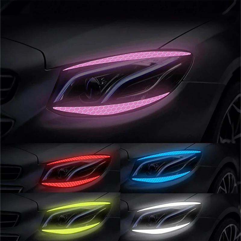 Reflective Car Headlight Eyebrow Stickers -Waterproof Vinyl Decals for Custom Styling Enhances Night Visibility Easy DIY Install
